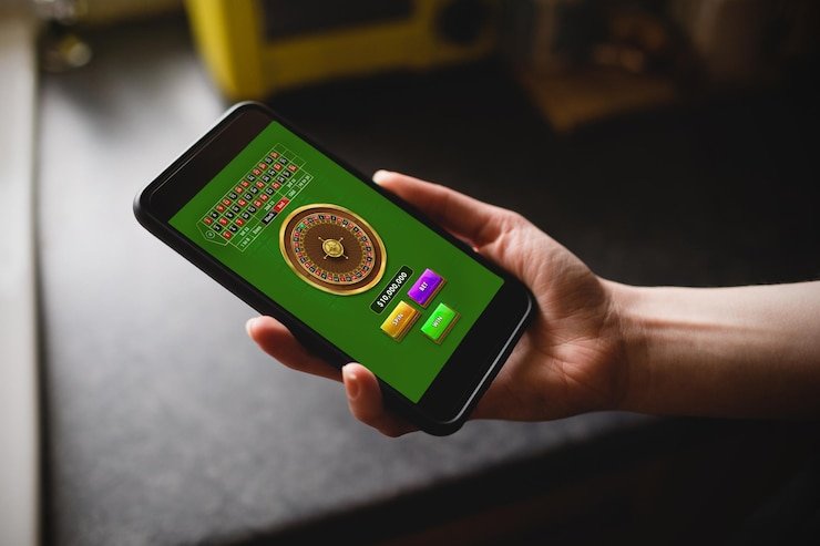 Pengguna memasang taruhan sports betting melalui smartphone dengan antarmuka yang responsif